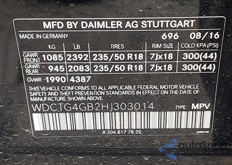 2017 Mercedes-Benz Gla 250 4Matic from USA, damaged, VIN WDCTG4GB2HJ303014